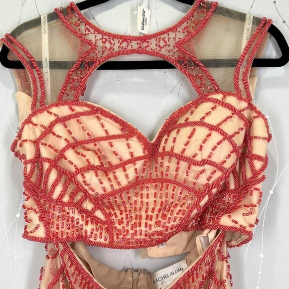 Rachel Allan Red Nude Two Piece Short Formal Dress $398 - Picture 6 of 12